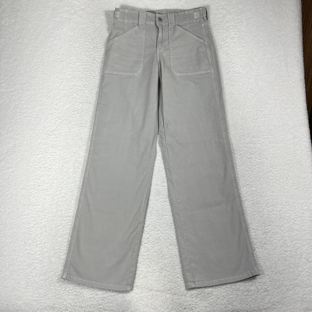 American Eagle Women Stovepipe Jeans 2 (28x31) Wide Leg Square Pocket Baggy Army
